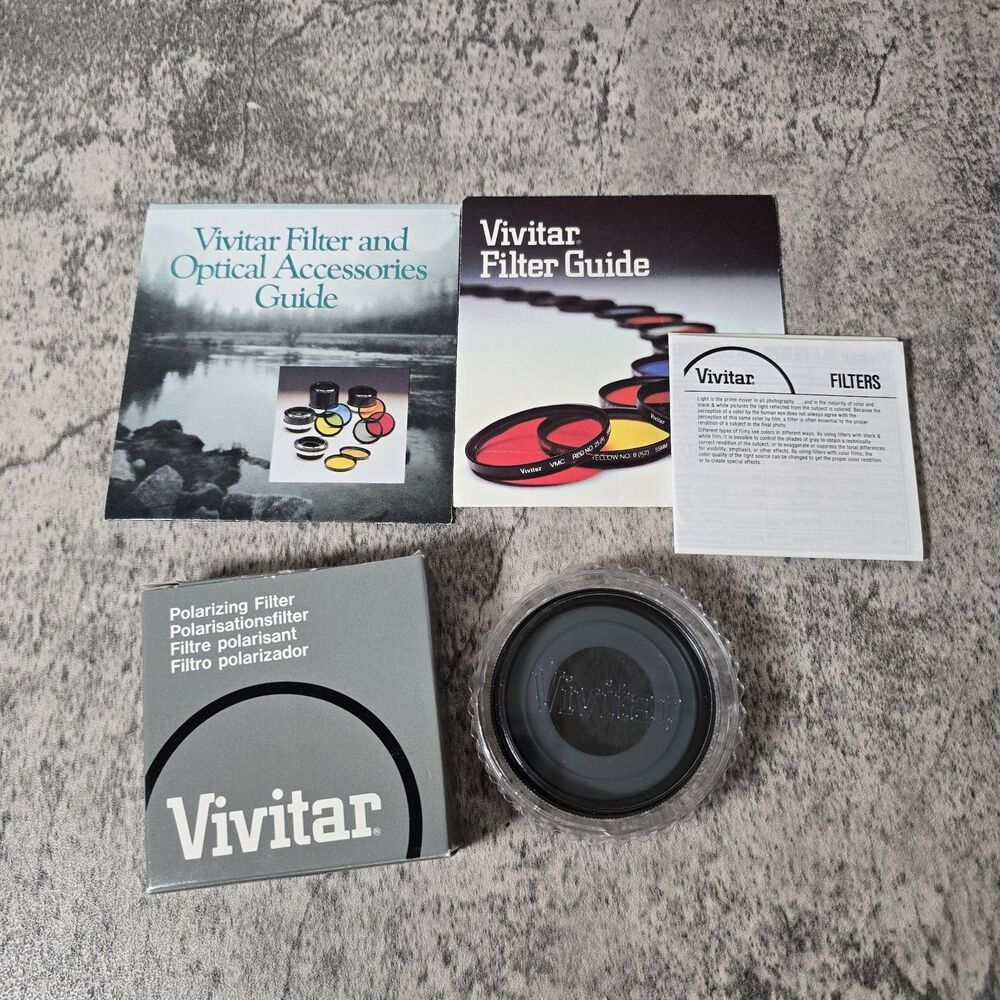 Vivitar 49mm Polarizing Camera Filter Lens with  hard case & Original Box